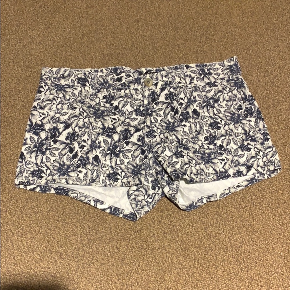 Floral denim shorts
